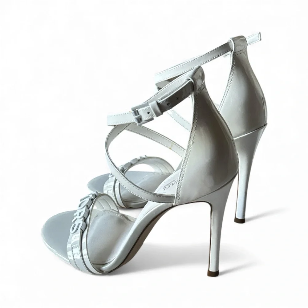 Michael Kors Optic White Leather 4” Strappy Heels Women’s Size 5